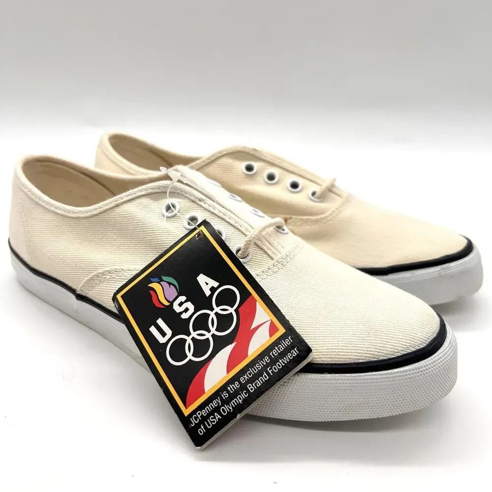 Vintage USA Olympic Shoes Mens Size‎ 8 Canvas Lace Up JC Penney 90s Sneakers
